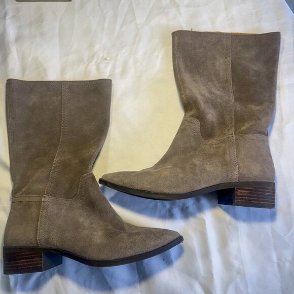 👢 Vintage Y2K Lucky Brand Suede Mid-Calf Slouchy Western Boots - Picture 9 of 9